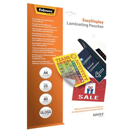 LAMINATOR POUCH EASYDISPLAY A4 80 25PCS 5601703 FELLOWES
