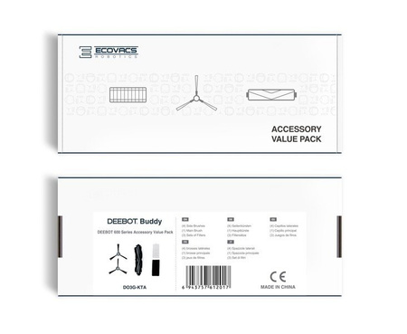 Robot odkurzacz hybrydowy Ecovacs  DEEBOT 500/501/605/601/600/710 - DO3G-KTA Accessory set - do modeli DEEBOT 500/501/600/601/605/710 - 1x szczotka główna, 4x szczotki boczne, 3x high efficiency filtr