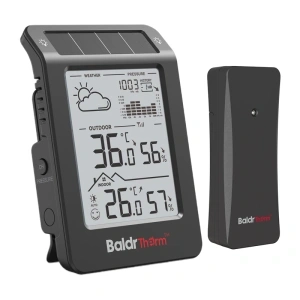 Stacja pogodowa BALDRTHERM B0596WT2H2P-V1 zasilana energią słoneczną (Czarny)