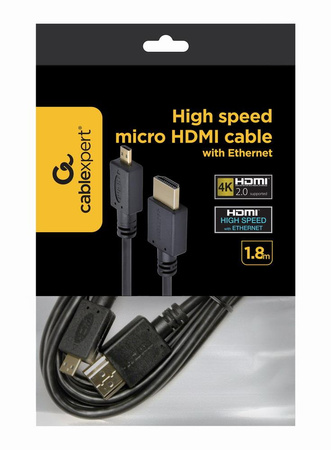 KABEL HDMI-MICRO HDMI 1.8M V.2.0 BLK CC-HDMID-6 GEMBIRD